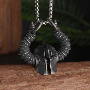 Mythologie nordique Odin casque corne pendentif métal collier hommes 3D Viking amulettes Punk tendance bijoux cadeau accessoires x1009