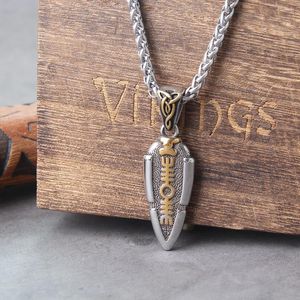 Hanger Kettingen Noorse Mythologie Odin's Speer Ketting Mannen Rvs Gungnir Pijlpunt Viking Rune Valknut Amulet IJslandse Sieraden