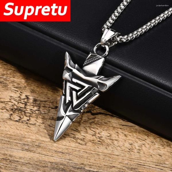 Colliers pendants Mythologie nordique Collier de lance d'Odin hommes en acier inoxydable Vikings Rune Gungnir Amulet rétro scandinave bijoux