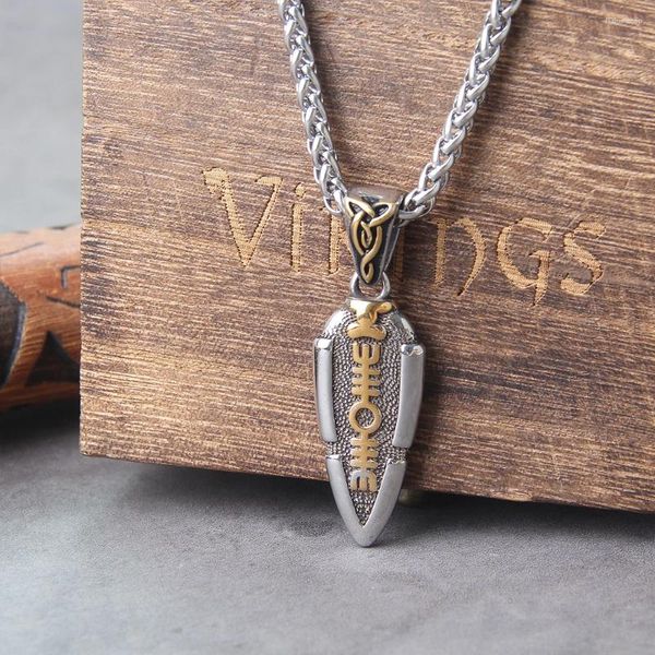 Pendentif Colliers Mythologie nordique Odin's Spear Collier Hommes Acier inoxydable Gungnir Arrowhead Viking Rune Amulette Bijoux islandais