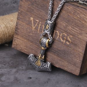 Hanger Kettingen Noorse Scandinavische Wenen Viking Valknut Ketting Mannen Vintage Roestvrij Staal Mjolnir Thor's Hamer Hanger Ketting Sieraden 230609