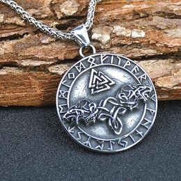 Pendentif Colliers Norse Wolf Collier Hommes Acier inoxydable Vikings Runes Vegvisir Amulette Slave Bijoux