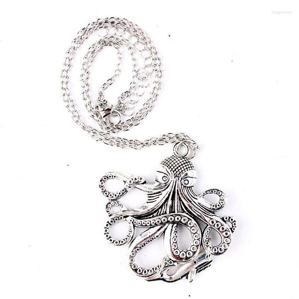 Pendentif Colliers Mer Du Nord Monstre Géant Octopus Collier Pour Femmes Argent Couleur Femme Bijoux Style Gothique Cou Pendentifs Chaîne En Gros