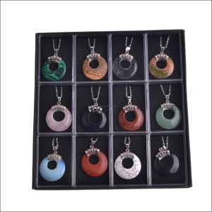 Collares pendientes Colgante nostal Hombres y mujeres Retro Novedad Simple Nuevo collar Cristal natural Piedra semipreciosa Chakra Gema Amet Dhy6Y