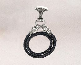 Colliers pendants Nostalgia Kolovrat Symbole slave Slave Perun Axe Algiz Rune Viking Wolf Heads Chain Collier Collier Collier Sautoir L7572410