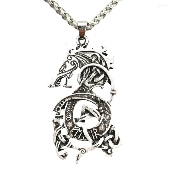 Pendentif Colliers Nostalgie Viking Dragon Gothique Accessoires Goth Collier Hommes Norse Pagan Amulette Et Talisman Bijoux