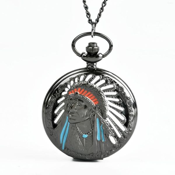 Pendentif Colliers Nostalgique Vintage Vieil Homme Motif Quartz Montre De Poche Collier Hommes Femmes Bijoux Cadeaux