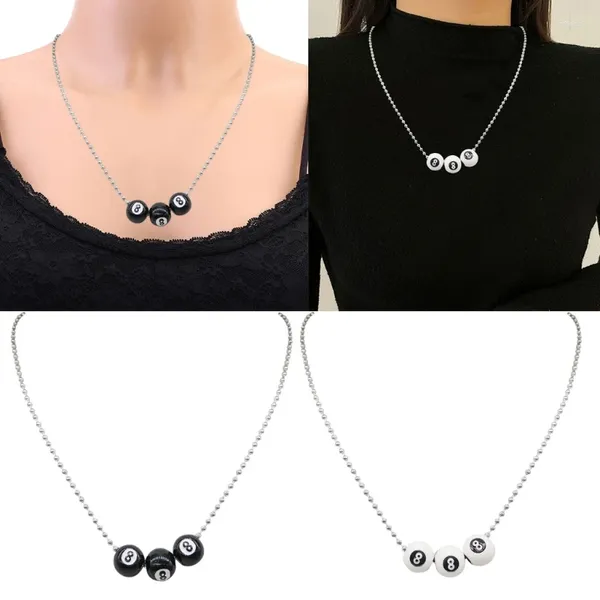 Collares colgantes Número 8 Bodas negras Garabos Bolas Punk Streetwear Joyería para adolescentes