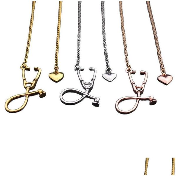 Pendentif Colliers Infirmière Stéthoscope Collier Coeur Initiale Pendentif Colliers Pour Médecins Et Infirmières Chrismtas Cadeaux Drop Delivery Je Dho1K