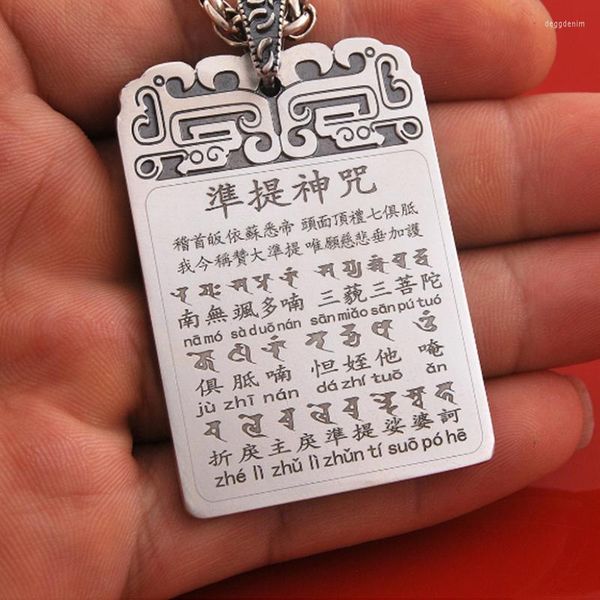 Pendentif Colliers NY National Tide Retro Lucky Card Blank Quasi-quotidien Bouddha Mère Sanskrit Quasi-ti Curse Collier Accessoires