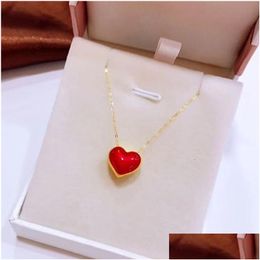 Pendentif Colliers Nymphe Réel 18K Collier En Or Jaune Pour Les Femmes Solide Au750 Chaîne En Forme De Coeur Cadeau De Mariage 24K 999 Fine Jewelry D505 Dh2Zm