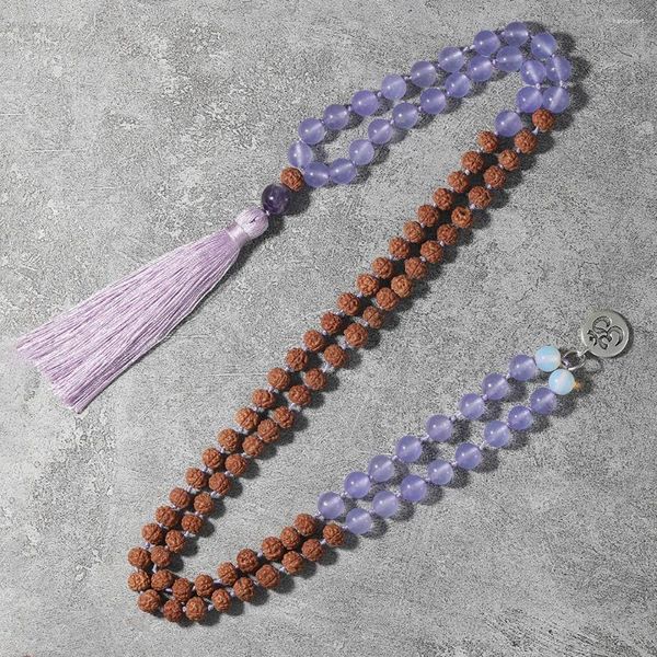 Collares colgantes OAIITE Collar de amatista natural para mujeres 108mala Bodhi Hombres Tibetano Budista Oración Yoga Charm Joyería Regalos