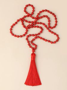 Pendentif Colliers Oaiite Naturel Rouge Turquoise Collier Femme Bouddha Tête Trois Voies 108 Mala Perles Attachées Gland Long Charm Bijoux Hommes