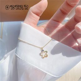 Pendentif Colliers Obear 14k véritable plaqué or japonais créatif cristal fleur collier femmes mode charme anniversaire bijoux