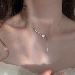 Pendentif Colliers Obear coréen doux perle brillant Zircon soleil collier femmes tempérament cadeau de mariage bijoux en gros