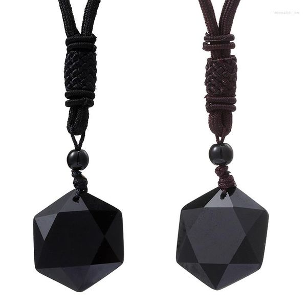 Pendentif Colliers Obsidian Hexagram Pierre pour la protection Collier noir naturel Amulette Talisman Bijoux Hommes Femmes