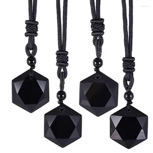 Pendentif Colliers Obsidian Collier pour hommes Guys Amis Black Bénédiction Lucky Handmade Amulette Bijoux Cadeaux Cool Stone