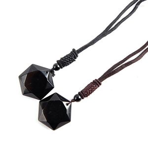 Hanger kettingen Obsidian Six Star Lucky Amulet Natural Stone ketting Crystal Jewelry