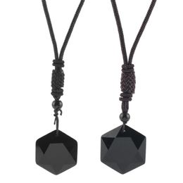 Colliers pendentifs Obsidien Spirit Pendule Energy Stone Collier d'étoile à six points hommes et femmes chaîne de pull Jewelr 3049