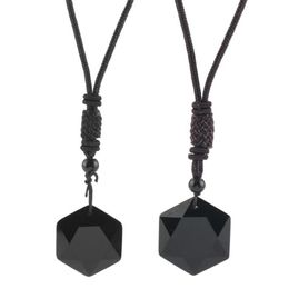 Pendentif Colliers Obsidian Spirit Pendulum Energy Stone Collier étoile à six branches Hommes et femmes Chaîne de pull Jewelr268z