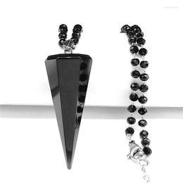 Hangende kettingen Obsidian stenen roestvrijstalen vrouwen hekserij zeshoekige reiki point chakra charm ketting sieraden cadenas mujer