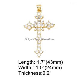 Collares colgantes Ocesrio Big Mticolor Crystal Cross para collar Cobre Chapado en oro Crucifijo Joyería Fabricación Suministros Venta al por mayor Drop D DHVTC