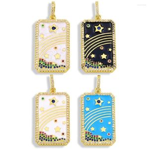 Pendentif Colliers OCESRIO Luxe Big Milky Way Star Collier Pendentifs Cuivre Plaqué Or Zircone Émail DIY Résultats de Bijoux Faits À La Main