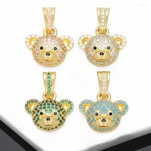 Pendentif Colliers OCESRIO Tête d'ours en cristal multicolore pour collier en cuivre plaqué or bijoux d'animaux mignons faisant des fournitures Pdtb188