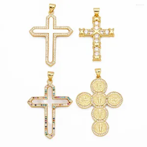 Pendentif Colliers OCESRIO Cristal Blanc Grande Croix pour Cuivre Plaqué Or Shell Crucifix Bijoux Composant Pdtb481