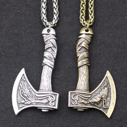 Hanger Kettingen Odin Norse Viking Wolf en Raaf Axe Amulet Hekserij Ketting Wicca Pagan Slavische Perun voor Mannen Jongens