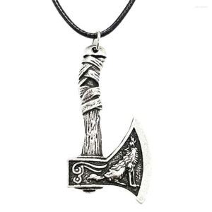 Collares colgantes Odin nórdico vikingo lobo y cuervo hacha amuleto brujería collar wicca pagano eslavo perun joyería gota 2022