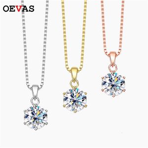 Pendentif Colliers OEVAS Réel 1 D Couleur Collier De Mariée 100 925 En Argent Sterling Fête De Mariage Fine Bijoux Cadeau En Gros 230407