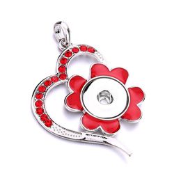 Pendant Necklaces Oil Painting Flower Heart Button Charms Jewelry Zircon Fit 18Mm Snaps Buttons Necklace For Women Noosa Drop Delivery Dhcnu