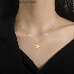 Pendentifs de collier OIMG 316L acier inoxydable plaqué or lettre M pendentif collier pour femmes Vintage charmant haute qualité bijouxL231218