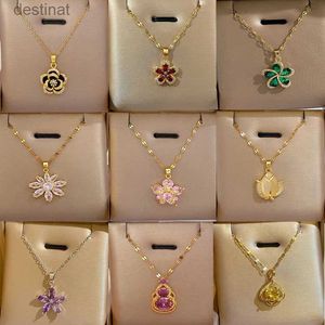 Pendentifs de collier OIMG acier inoxydable plusieurs Styles nouveau Design coeur fleur Zircon pendentif collier pour femmes filles élégant luxe bijouxL242313