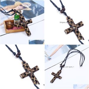 Collares pendientes Cruz de Jesús antiguo cadena larga ajustable resina para Mujeres Hombres joyería de moda regalo gota entrega colgantes Dhdra