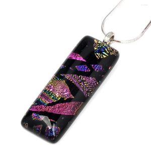 Colliers pendants Olingart Rectangle Purple Magic Gold Foil Bijoux Limited Edition Special Customation Lampwork Glass pour Collier