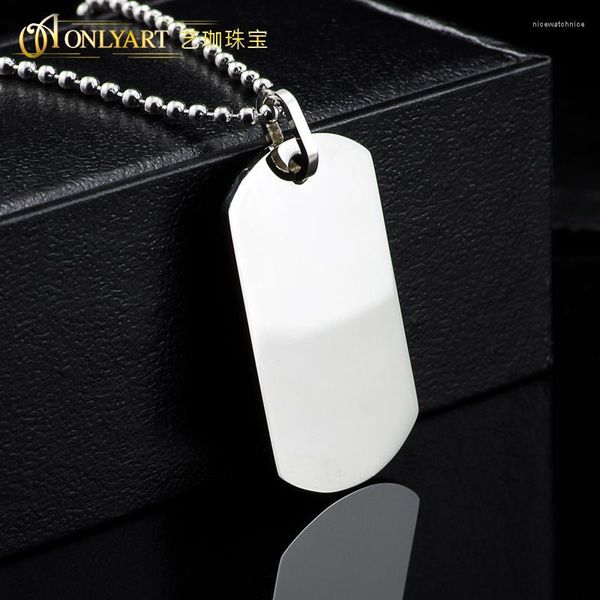 Collares colgantes OnlyArt Moda Etiqueta de perro militar Color plata Encanto en blanco para hombres Regalo de Navidad con personalizado disponible