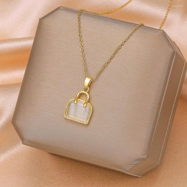 Pendentif Colliers Opal Tote Zircon Collier Simple Vintage Style Femmes Bijoux De Mode Anniversaire Souvenir Cadeaux Accessoires De Fête