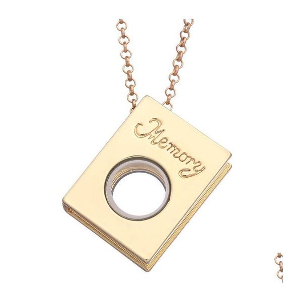 Pendentif Colliers Ouvrable Livre Mémoire Médaillon Collier Sier Or Flottant Médaillons Boîtes Pour Femmes Diy Bijoux De Mode Will Et Sandy D Dhi4D