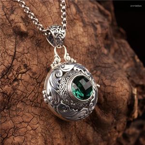 Pendentif Colliers Ouvrable Vert Cristal Pierre Collier Pour Hommes Femmes Argent Couleur Antique Chaîne Comprimés Bijoux