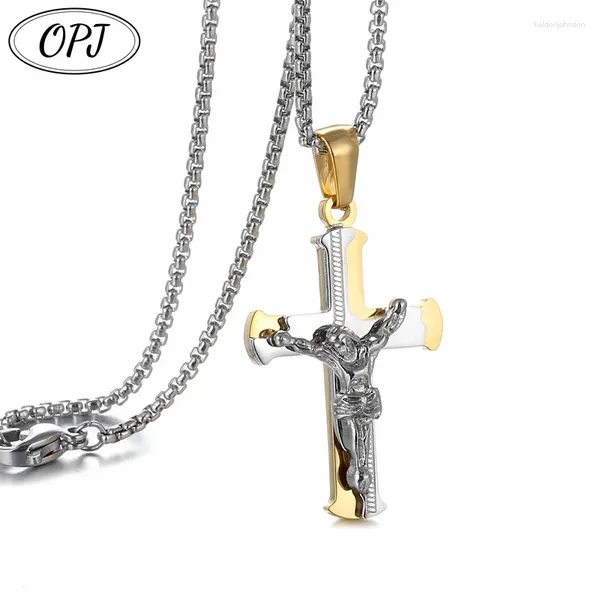 Pendentif Colliers OPJ Jesus Man Bijoux en acier inoxydable -Vente européenne et américaine de haute qualité Hip-Hop Cross