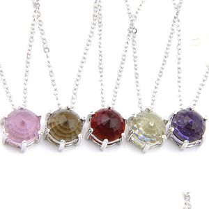 Hangende kettingen optionele mti-color 6 pc's/lot mode sier sieraden ronde kristal tweekleurige toermaline edelsteen ketting hangers kettingen dhc4c