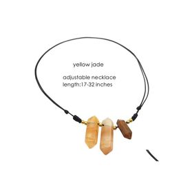 Hanger kettingen opties Natuursteen verstelbare touw ketting zeshoek dubbele punt amethist geel jade amazoniet handgemaakte druppel d dhysj