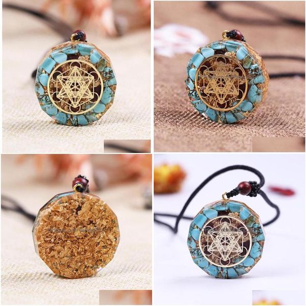 Pendentif Colliers Orgonite Energy Mehta Générateur spécial Collier d'ange Turquoises Crystal Emf Protection pour la guérison des chakras 8204038 Dha4E