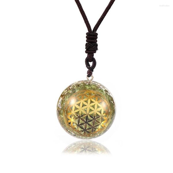 Pendentif Colliers Orgonite Collier Géométrie Sacrée Fleur De Vie Cristaux De Pierres Précieuses Orgone Bijoux E-Energy Protection Spiritual Healing