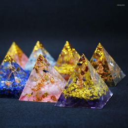 Pendentif Colliers Orgonite Pyramide 5cm 7Chakra Artisanat Bijoux Résine Cristal Lapis Charme Gathering Fortune Aider à apaiser le chakra de l'âme