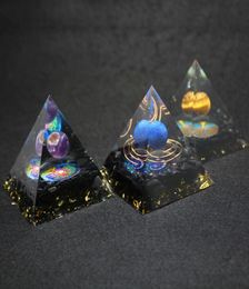 Colliers pendants Orgonite Pyramide 60 mm Sphère de cristal de guérison naturelle avec résine d'obsidienne Resin Orgone Energy Reiki Meditation J5659902