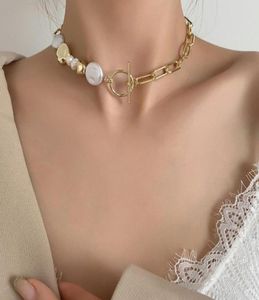 Colliers pendants Origine Summer Design Unique Asymétrie Irréguleux Collier de perle d'eau douce irrégulière pour femmes Bijoux de fermoir à bascule5301298