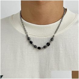 Pendentif Colliers Original Design Niche Black Ice Cracker Perles Couture Collier Frosty Rétro Tendance Accessoires Hommes et Femmes Fashio Ott5R